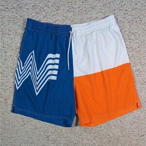 Whataburger Texas Flag Swim Shorts Mens 3XL Lined Blue/White/Orange Trunks